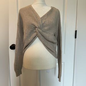 Hollister Women’s Tan Reversible Twist Sweater Cotton Blend Size Small